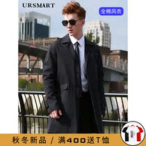 Windbreaker men long black business single-breasted suit collar New handsome British Constantine mens coat