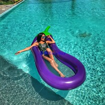Large net cloth swimming ring inflatable eggplant floating bed Mount recliner adult water toy floating boat floating island