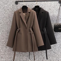 Fat MM to receive waist suit jacket woman 2021 autumn and winter great code temperament sweet and thin and short and Western-style jacket