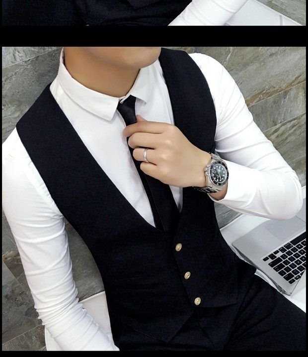 Bộ đồ ba mảnh phù hợp với bộ đồ Hàn Quốc phù hợp với nam Slim trang phục chuyên nghiệp trang phục hôn nhân đại học quần nam