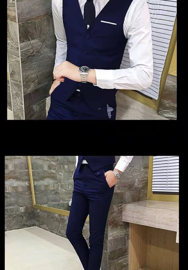 Bộ đồ vest nam ba mảnh mùa xuân tự canh tác kinh doanh chuyên nghiệp chú rể phù hợp với chú rể váy cưới áo vest nam cao cấp