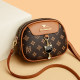 Genuine leather women's small round bag 2026 spring crossbody bag Western style three-layer women's bag old flower material new cowhide small bag