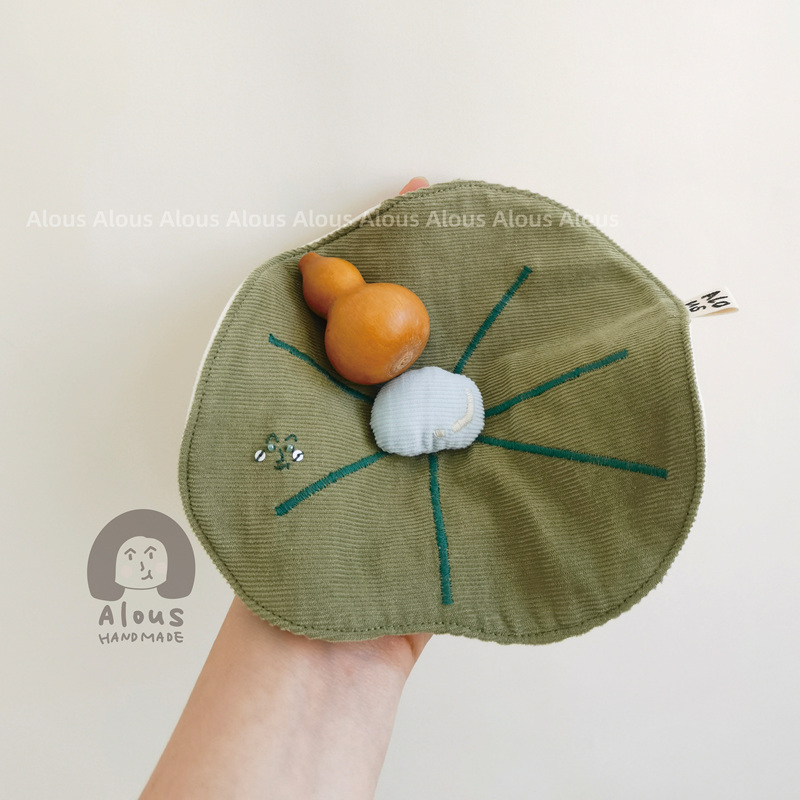 Alous Original Handmade Summer Lotus Leaf Dewdrop Cultural Toy Gourd Natural Suede Rubbing Cloth Polishing Cloth
