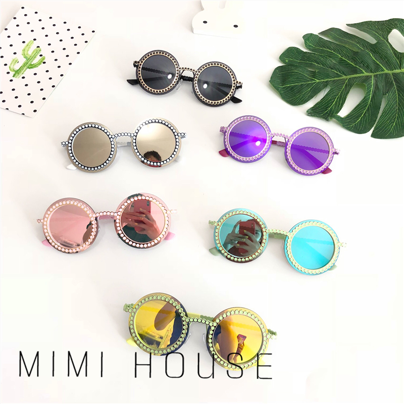 Round Frame Dot Drilling color sheet Children ink mirror Summer male and female child personality sunglasses baby sunglasses sunglasses