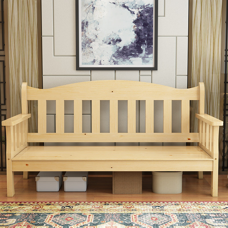 Wooden pure wooden solid wooden sofa combination living room small double double triple sofa simple modern pine pastoral