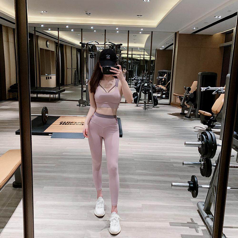 Little sexy athleisure set women's summer gym running net red slim Pilates yoga suit two-piece set