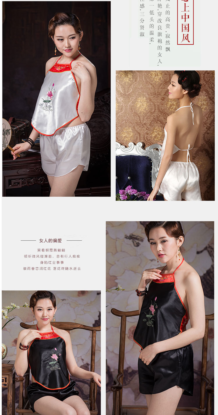 Đồ ngủ nữ tạp dề gợi cảm Bộ đồ lót người lớn gợi cảm vô cùng quyến rũ Sao cổ tòa trong suốt túi đỏ đầm ngủ nữ