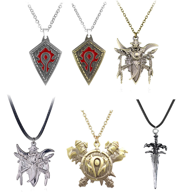 Movie Cartoon Perimeter WOW Magic Beast World Tribe Signs Hero Weapon Model Triangle Shield Necklace Pendant