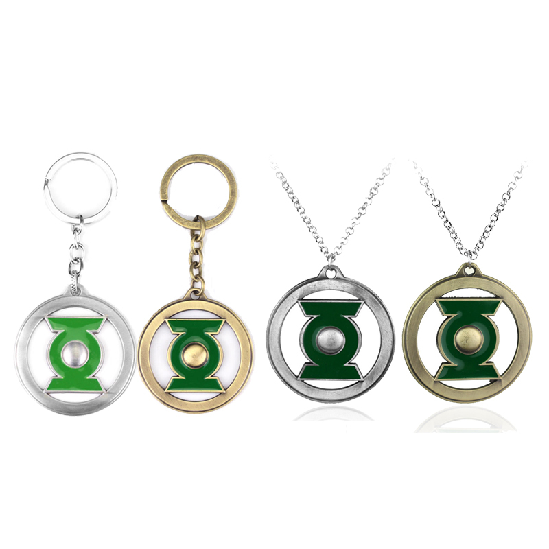 Justice League Merchandise Superhero Green Lantern Logo Keychain Car Key Pendant Necklace Small Gift