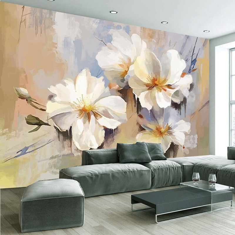 [USD 9.82] European Hand Painted Floral Wallpaper Bedroom Living Room