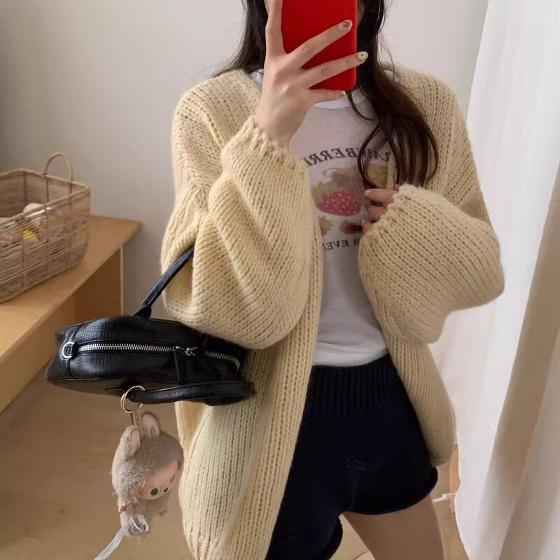 Super Stylish Early Autumn Knit Cardigan for Women, Loose and Casual Style Sweater Jacket, Korean Dongdaemun