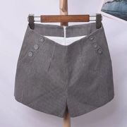[Giá giảm giá] 2018 thu mới đôi túi đơn giản eo cao khí chất quần short rộng giản dị
