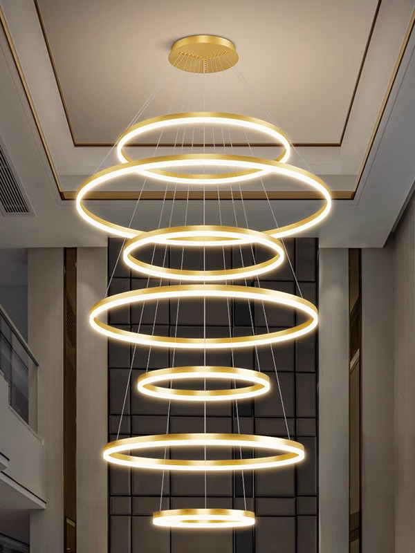 Villa Duplex Building Large Chandelier Hollow Living Room Lamp Modern Simple High-Pick Loft Apartment Jumping Floor Hollow Hall Lamp