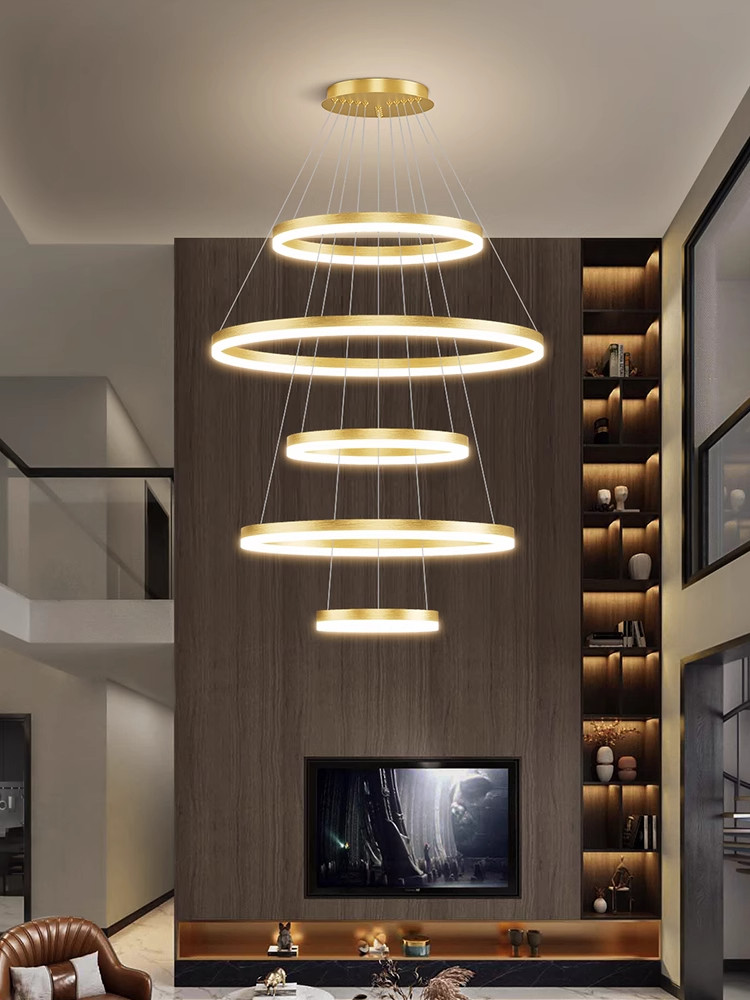 Villa Duplex Building Large Chandelier Hollow Living Room Lamp Modern Simple High-Pick Loft Apartment Jumping Floor Hollow Hall Lamp