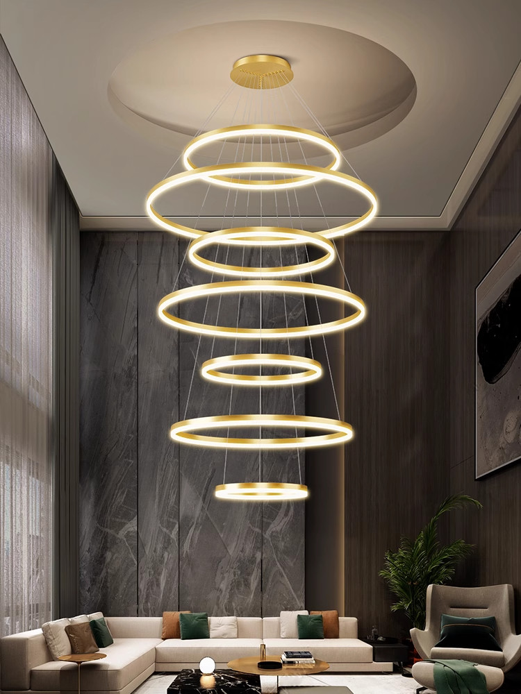 Villa Duplex Building Large Chandelier Hollow Living Room Lamp Modern Simple High-Pick Loft Apartment Jumping Floor Hollow Hall Lamp