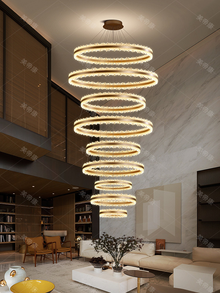 2025 New Model Villa Duplex Large Chandelier, Light Luxury, High Ceiling, Mid-Floor, Stairwell, Open Space, Living Room Chandelier