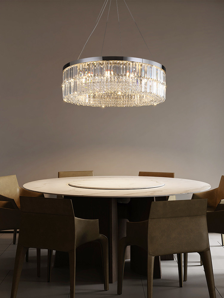 High-End Designer Living Room Chandelier, Light Luxury Style Circular Crystal Chandelier, Living Room Main Light, Grand and Luxurious Dining Room Chandelier
