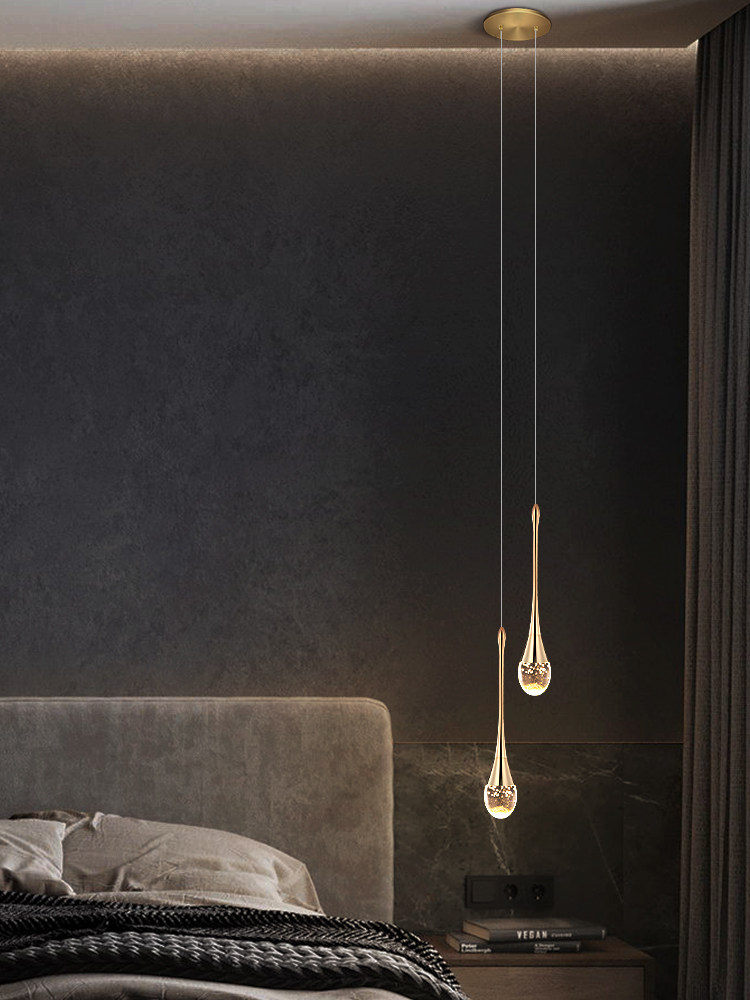 Bedroom Bedside Water Drop Small Chandelier Light Luxury Minimalist Tv Background Wall Showcase Bar Counter Creative Personalized Crystal Lighting
