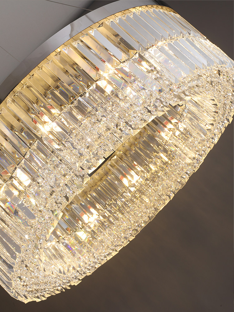 High-End Designer Living Room Chandelier, Light Luxury Style Circular Crystal Chandelier, Living Room Main Light, Grand and Luxurious Dining Room Chandelier