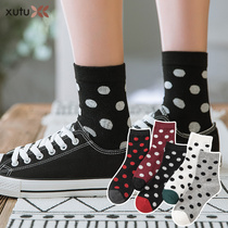 Sequence diagram socks female ins Tide Sports wind spring autumn wild Korean cotton socks Japanese polka dot socks Net red model