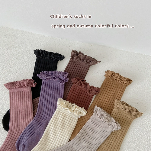 Детские носки, демисезонные хлопковые милые гольфы, средней длины