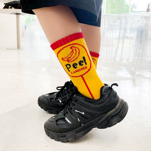 Детские осенние хлопковые брендовые носки для мальчиков в стиле хип-хоп, средней длины