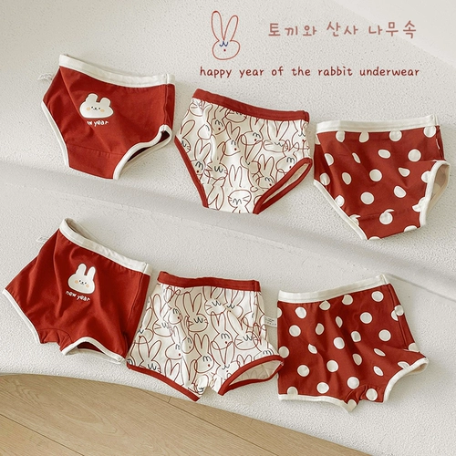 Детское нижнее белье, хлопковые штаны, красные шорты для девочек, трусы