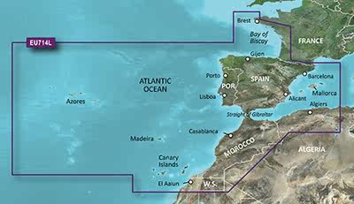 2014 Garmin Spain Portugal's Azores Islands Canary Islands nautical charts GPS map