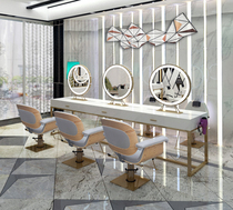 Net red European hair salon mirror table Hair salon mirror barbershop Hair salon special four-sided hot dyeing mirror table Tide simple