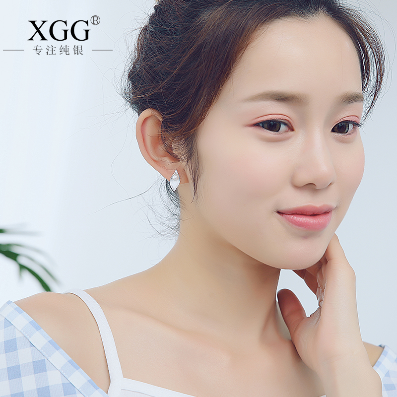 Sterling Silver Earrings Femininity Korean Simple Pearl Personality Slim Hypoallergenic Versatile Simple Student Fresh Earrings