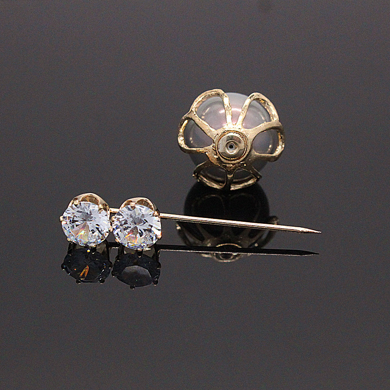 Phiên bản tiếng Hàn của thời trang gốc đơn giản và linh hoạt đôi zircon ngọc trai từ pin phụ kiện chống ánh sáng - Trâm cài huy hiệu cài áo vest