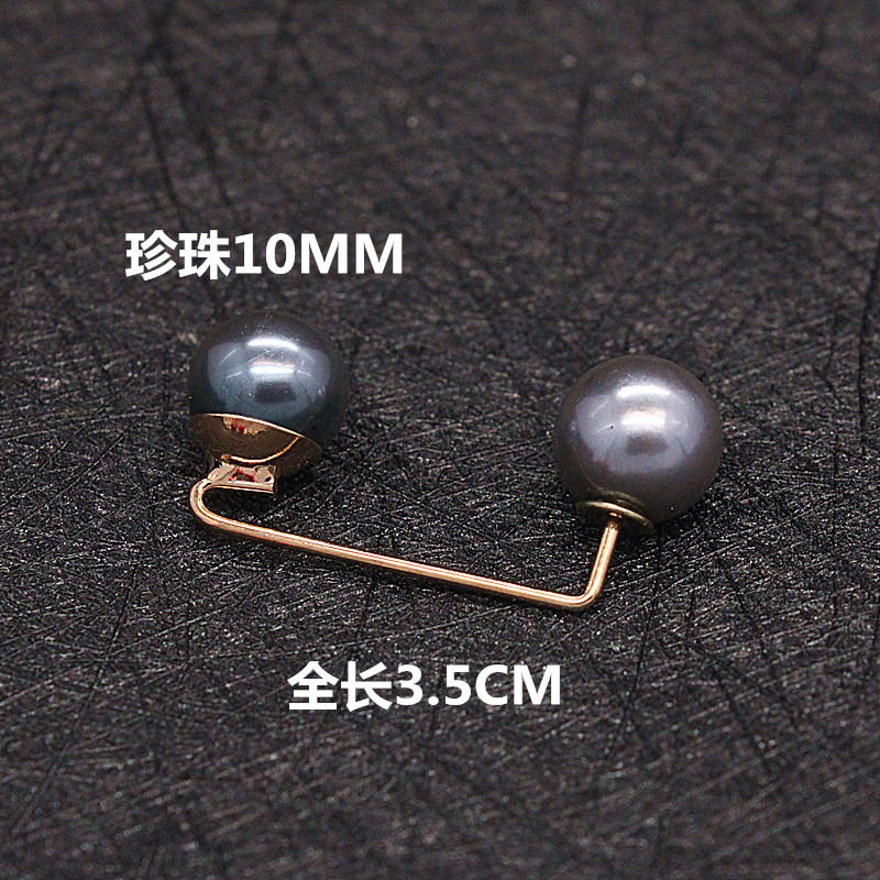 Trâm chống ánh sáng Ngọc trai hai đầu cong thanh thiết kế từ pin trâm Bib phụ kiện áo len ngắn da nữ cài áo đẹp
