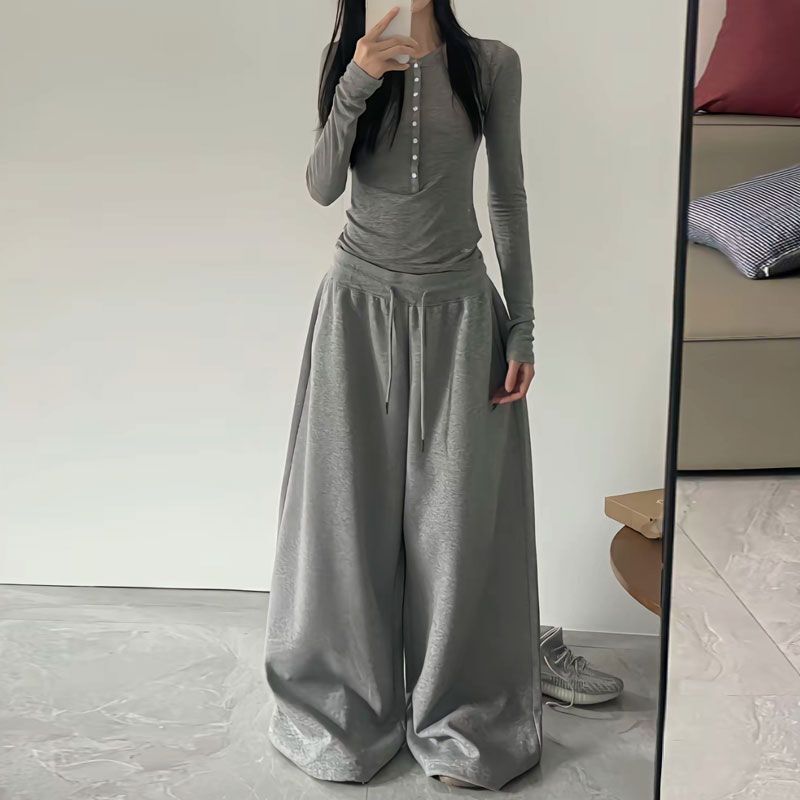 【Heavyweight Pure Cotton】Internet-Famous Retro American-Style Lazy Jazz Street Dance Wide-Leg Loose Casual Floor-Length Sweatpants Trendy