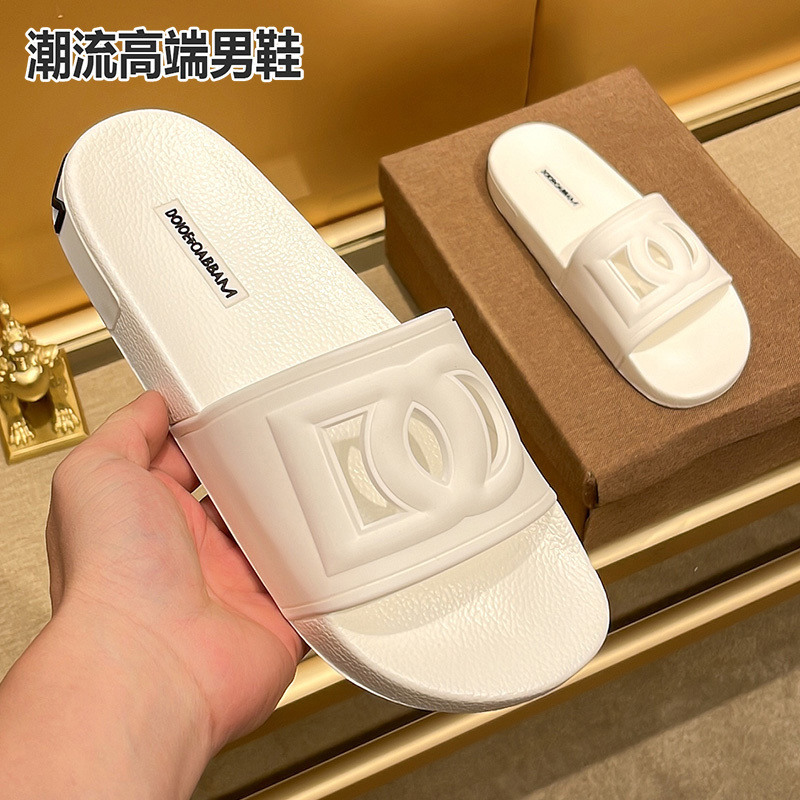 European Style Summer Men's Slippers for Outdoor Wear, Trendy Men's High-End Sandals, Genuine Leather Waterproof Light Luxury Slip-On Slippers