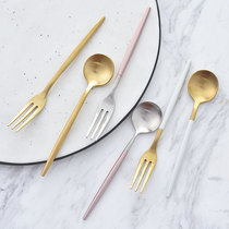 Nordic style cake spoon 304 stainless steel mini knife and fork fruit spoon Gold high-grade dessert coffee spoon