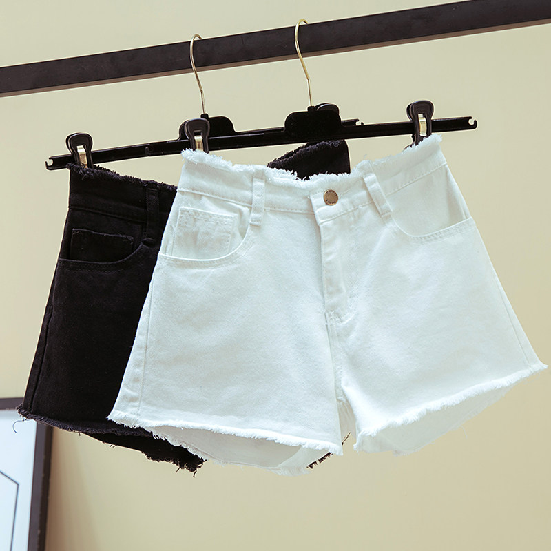 Hong Kong summer clothes plus size women's clothes slimming raw denim shorts fat sister hot pants thick thighs girls pants