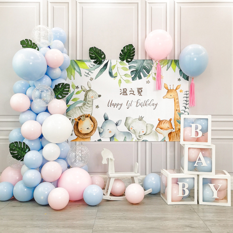 Hundred Days 100 Days Banquet Balloon Men's Baby Girl 1 Birthday Decoration Scene Arrangement Children Party Background Wall