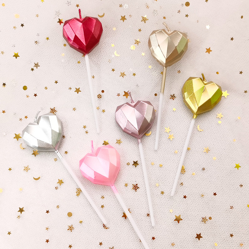 Girlfriend birthday cake smokeless candle love heart-shaped baby birthday cake decoration romantic creative decoration