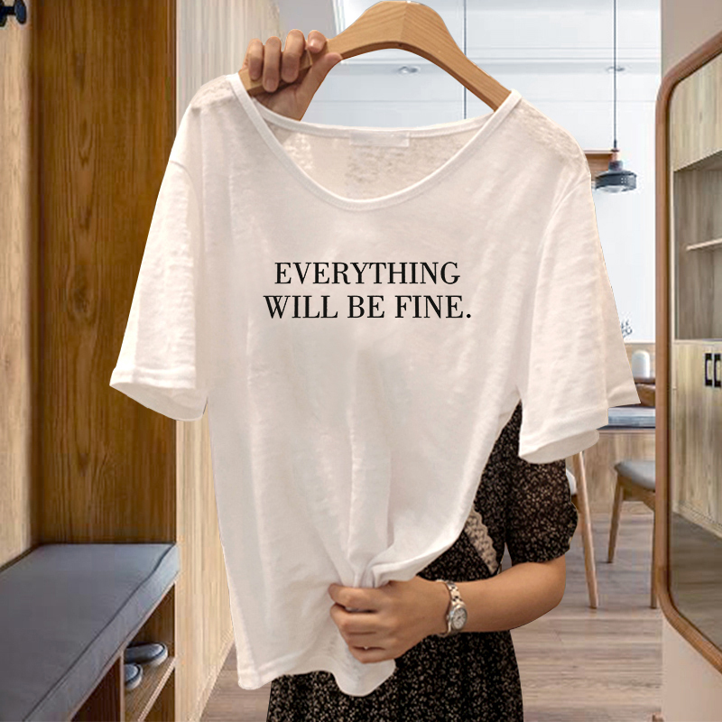 Brand Special Cabinet Clear Cabin 2021 Summer New Casual Loose Large Version Bamboo Festival Cotton White T-Shirt Woman Short Sleeve Blouse