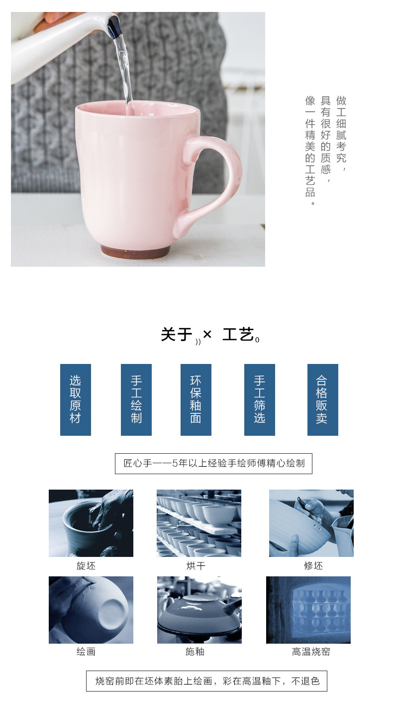 Creative glass ceramic mugs contracted a cup of coffee cup couples milk cup high - capacity Japanese hand - made the move