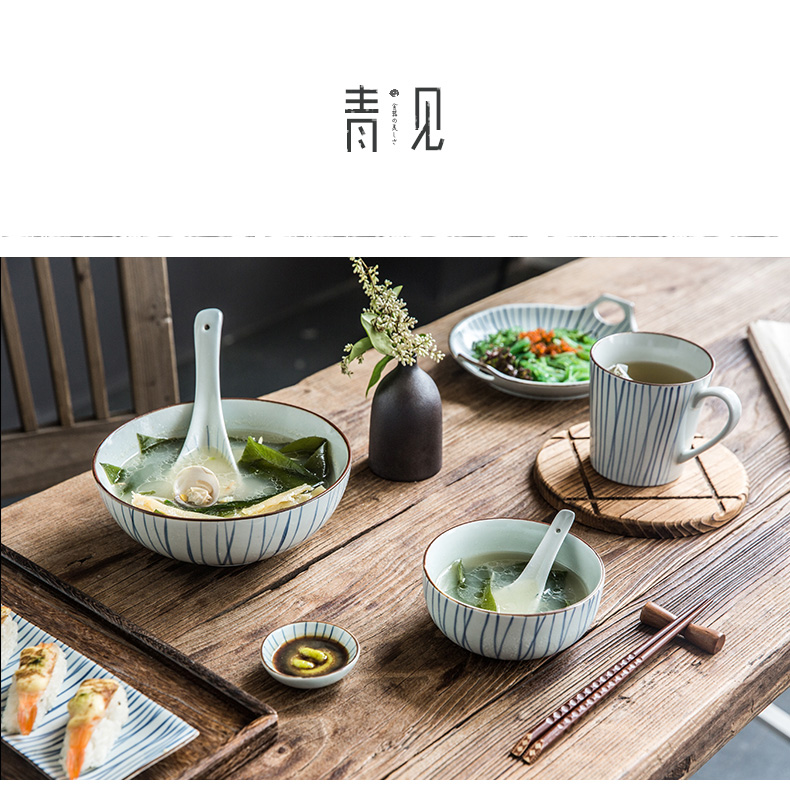Jian Lin home eat rice bowl Japanese - style tableware dishes European ceramic pot soup bowl ears bowl rice bowls see green