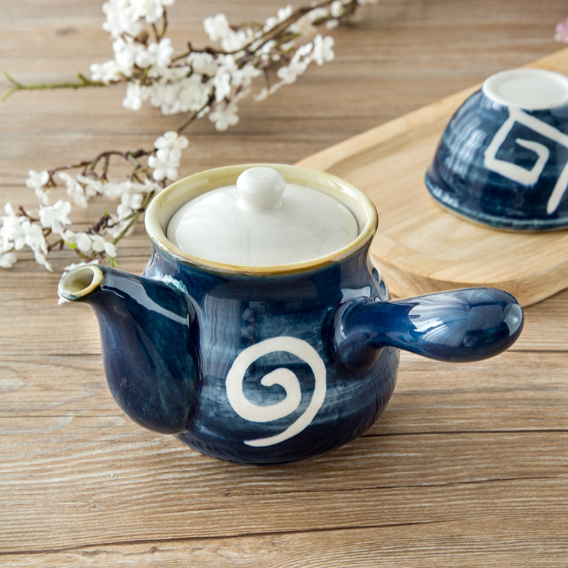 Jian Lin creative Japanese ceramics capped vinegar sauce pot restaurant kitchen supplies pot of blue and white