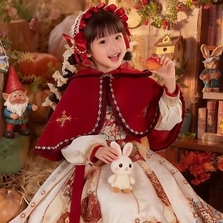 Girls' Palace-Style Red Tang Suit Hanfu Autumn and Winter New Children's Warm Little Red Riding Hood Cape Suit Dress