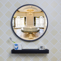 Nordic Bathroom Mirror Toilet Wall-mounted Round Mirror Toilet Bathroom With Shelve Comb Dresser Round Bathroom Mirror