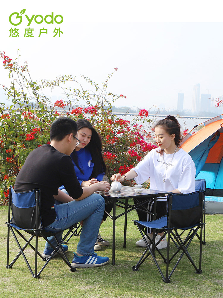 Outdoor foldable small table Dining table Portable aluminum alloy stall Multi-function simple conference square table