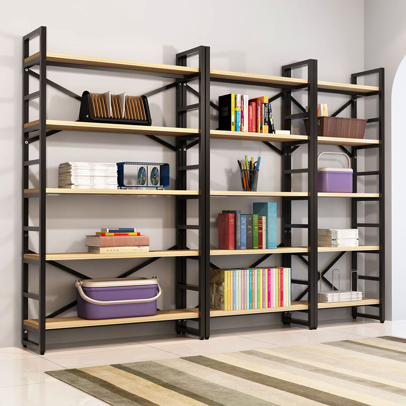 Steel wood bookshelf living room shelf office bookcase steel wood combination singing community ordinance mobile phone lanyard agricultural machinery