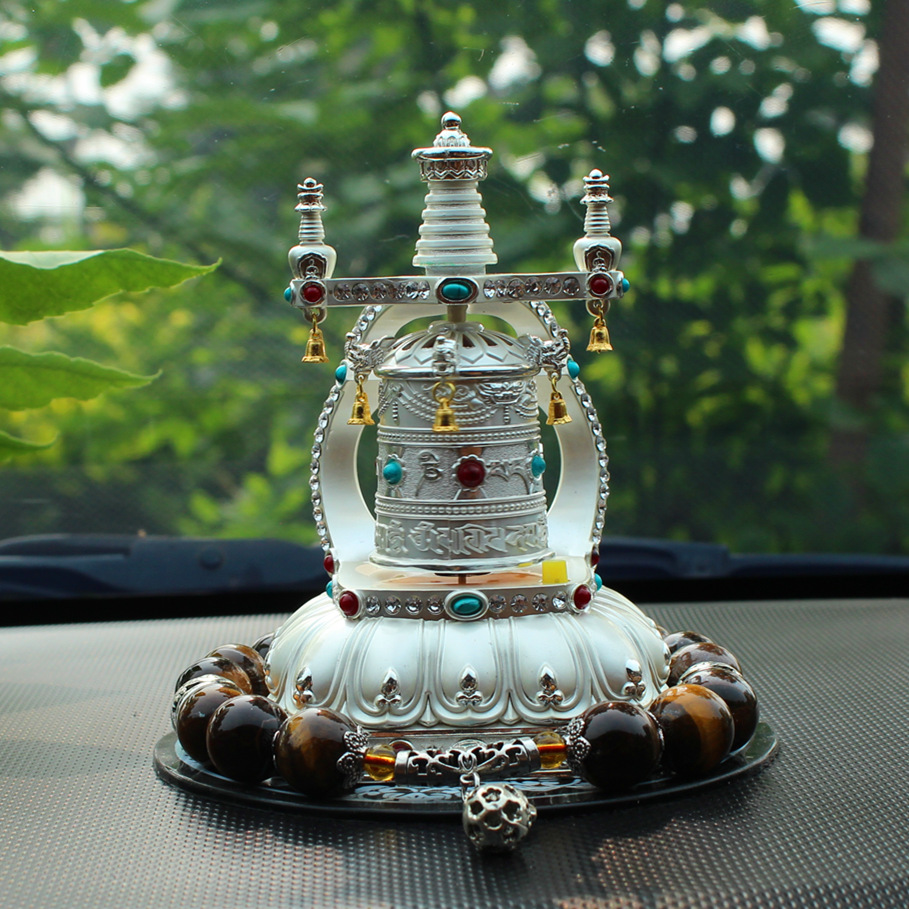 Alloy solar turning wheel car ornaments car turning drum car center console car accessories high-end men