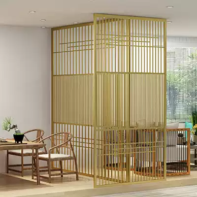 Screen living room dining room hotel office porch light luxury flower grid Nordic Golden partition iron screen metal