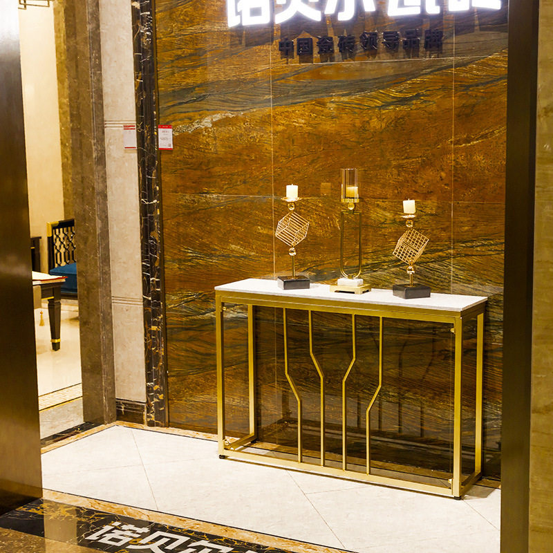 Modern living room decorated metal porch cabinet of marble sealing table Northern European partition against the wall table