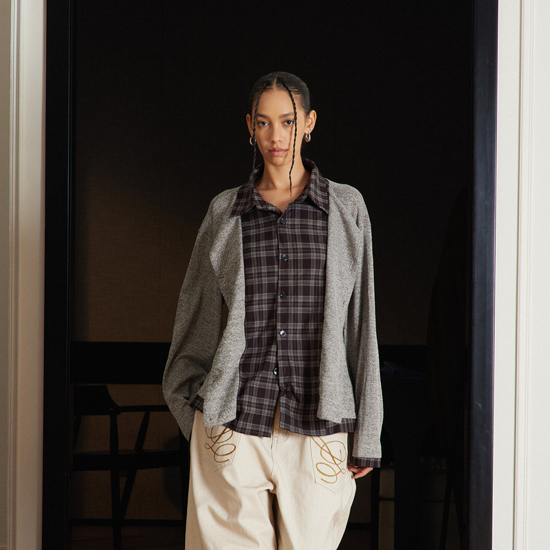 Tz Killer Layeredsplicing Old Money Long-Sleeved Shirt with Contrasting Color Layered Patchwork Plaid Top Tz Killer Layeredsplicing Old Money Long-Sleeved Shirt with Contrasting Color Layered Patchwork Plaid Top